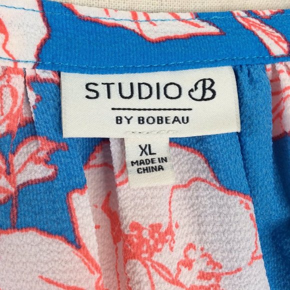 NWOT Studio B by Bobeau Top Womens Size XL Floral V-Neck Short Sleeve Flowy - Picture 6 of 7